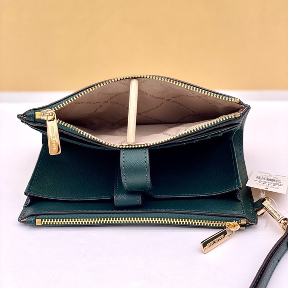 Michael Kors DoubleZip Wallet Wristlet Phone Case Racing Green - Picture 11 of 15